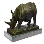 Ancient Endangered Rhinoceros Bronze Sculpture