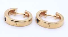 Sparkling Yellow Gold Sapphire and Diamond Huggie Earrings