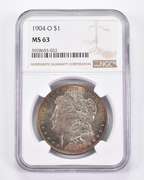 MS63 1904-O Morgan Silver Dollar - Graded NGC AMAZING Tone