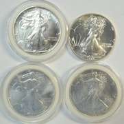 Run of 4 better $1 American Silver Eagle coins in Gem BU
