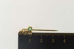 18K Yellow Gold Emerald Inca Peruvian Natural Emerald Stick Pin