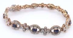 Sterling Silver Blue Sapphire and Diamond Bracelet