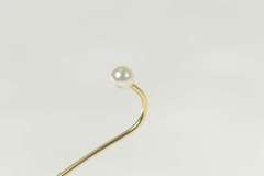 14K Yellow Gold Pearl Round Bar Boutonniere Formal Wedding Stick Pin