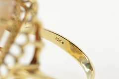 10K Yellow Gold Victorian Natural Opal Huge Statement Cocktail Ring