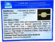 Incredible 18kt White Gold Princess Diamond Halo Engagment Ring