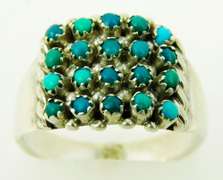 Vintage Wide Navajo Sterling Turquoise Ring, Size 5