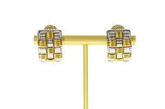 18K White Gold Roberto Coin Two Tone Knot Woven Clip Earrings