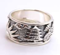 Jai Sterling Silver Spirit of Alaska Carved Eagle Ring