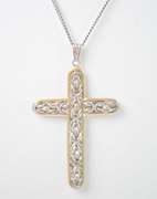 Elaborate Sterling Cross & Chain