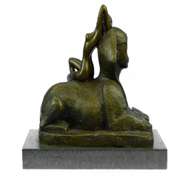 French Nude Nymph Resting on Sphinx Bronze Sculpture