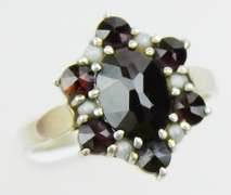 Early French 900 Silver Garnet Ring, Size 6.25