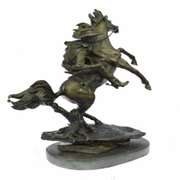 Western Cowboy with Bucking Horse Bronze Sculpture
