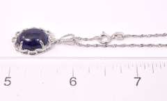 Dazzling 9.16CTS Cabochon-Cut Star Sapphire and 0.05CTW Diamond Pendant Necklace in Sterling Silver