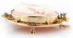 Antique Coral and Pearl Cameo Brooch Pendant