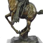 Trooper of the Plains Cowboy on Horse Bronze Sculpture