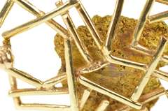 14K Yellow Gold 0.63 Ct Pear Diamond Raw Nugget Geometric Pin/Brooch