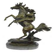 Western Cowboy with Bucking Horse Bronze Sculpture