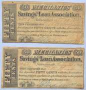 2 50 Cent Mechanics Savings &Loan  Savannah1864 1865 Notes
