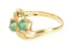 14K Yellow Gold 1.01 Ctw Oval Emerald Diamond Bypass Ring
