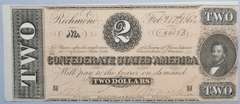 Choice Unc $2 Confederate States Note