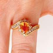 14kt Gold, Spessartine Garnet, & Diamond Ring
