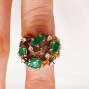 14kt Gold, Emerald & Diamond Cocktail Ring