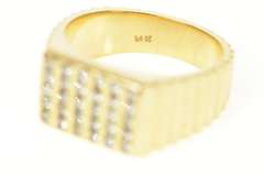 14K Yellow Gold 0.60 Ctw Men's Squared Diamond Striped Ring