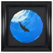 Wyland, "Dolphin in the Deep Sea" Framed, Hand Signed Original Painting with Letter of Authenticity.