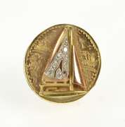 14K Yellow Gold Diamond Sail Boat Victorian Bracelet Charm/Pendant