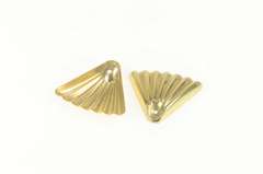 14K Yellow Gold Scalloped Fanned Grooved Stud Enhancer Earrings