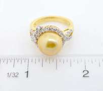 Pretty 11.0 mm Pearl and .88 CTW Diamond Ring