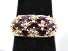Magenta Sterling Silver Gemstone Flower Ring