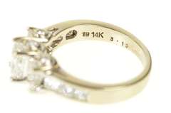 14K White Gold 2.49 Ctw Radiant Three Stone Diamond Engagement Ring