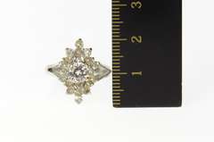 14K White Gold Classic Statement Cluster Flashy Cocktail Ring