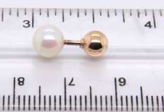 Elegant Yellow Gold 6.5mm Pearl Gold Ball Stud Earrings