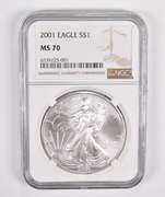 MS70 2001 American Silver Eagle - Graded NGC