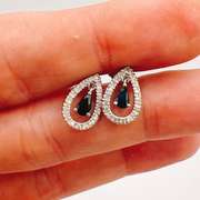 14kt Gold, Blue Sapphire, & Diamond Earrings
