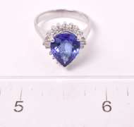 Tasteful  Approx. 3.43CTS Tanzanite and 0.34CTW Diamond Ring in 18K White Gold