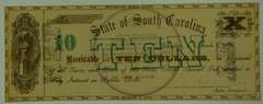 1872 $10 Note Columbia, March 2, 1872. State of South Carolina