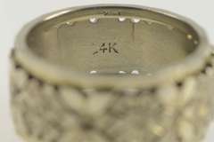 14K White Gold Vintage NOS 1950's Blossom Wedding Band Ring