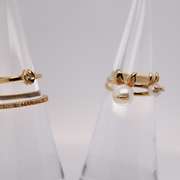Spring Bunny Midi-Rings with Diamonds and Pearls 18k Gold Set of 4!
