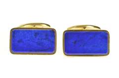 18K Yellow Gold Carlo Weingrill Squared Lapis Lazuli Men's Cuff Links