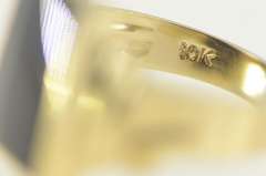 10K Yellow Gold Squared Black Onyx Retro Classic Statement Ring