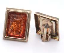 Vintage Sterling Silver Amber Earrings