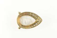 18K Yellow Gold 0.50 Ctw Pear Pearl Pave Diamond Drop Pendant