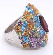 Large Sterling Silver Multi Stone Ring