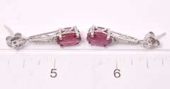 Enamoring 6.34CTW Ruby & 0.17CTW Diamond Dangling Earrings in Sterling Silver