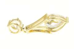 14K Yellow Gold Round & Pear CZ Drop Dangle Statement Pendant