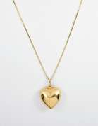 14k Puffed Heart Pendant on Necklace