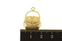 14K Yellow Gold 3D Articulated Purse Hand Bag Fashion Charm/Pendant